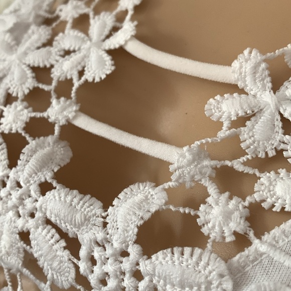 White lace backless long bustier bralette bra crop top M - Picture 2 of 10